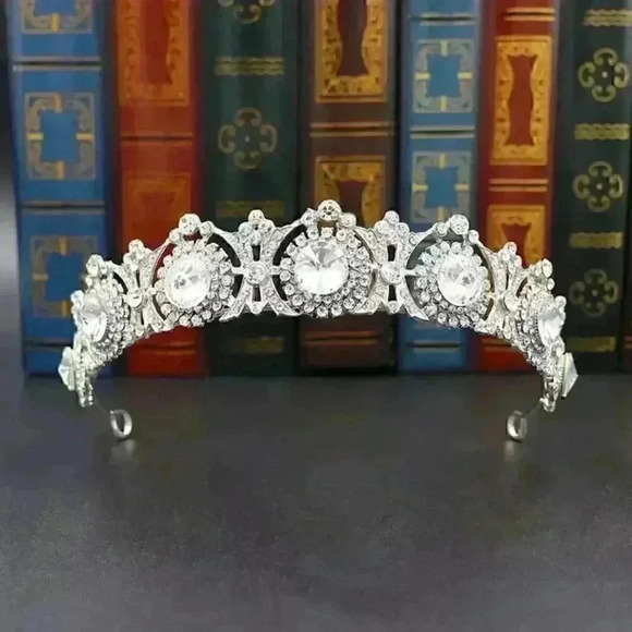 New Bridal Rhinestone Tiara Crown Wedding Silver main image 7